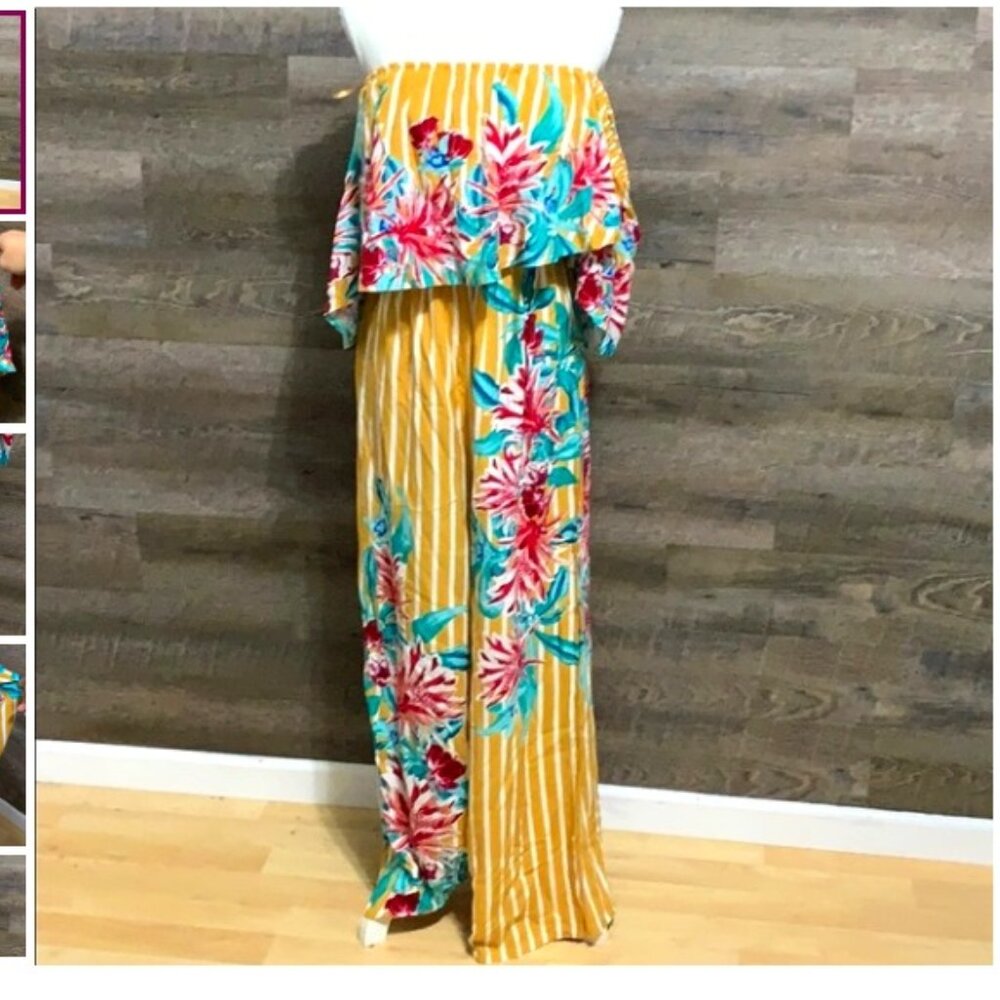 Floral Jumpsuit - Off the Shoulder